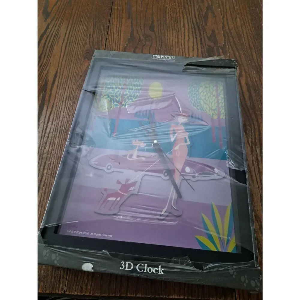 Vintage 2004 Pink Panther 40th Anniversary 3D Clock Shagg NOS Sealed Box Flaws
